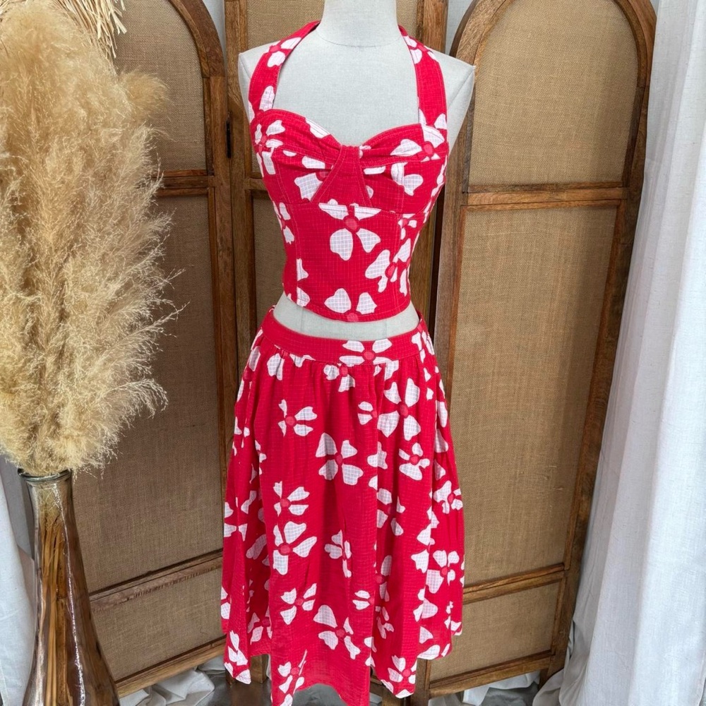 Free people Red floral set